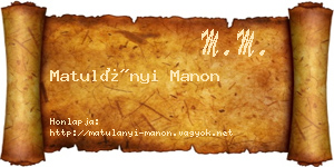 Matulányi Manon névjegykártya